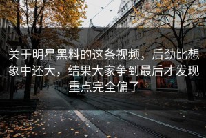 关于明星黑料的这条视频，后劲比想象中还大，结果大家争到最后才发现重点完全偏了
