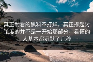 真正耐看的黑料不打烊，真正撑起讨论度的并不是一开始那部分，看懂的人基本都沉默了几秒