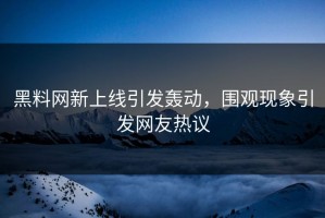 黑料网新上线引发轰动，围观现象引发网友热议