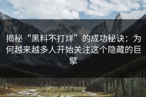 揭秘“黑料不打烊”的成功秘诀：为何越来越多人开始关注这个隐藏的巨擘