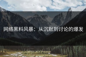 网络黑料风暴：从沉默到讨论的爆发