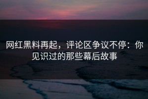 网红黑料再起，评论区争议不停：你见识过的那些幕后故事