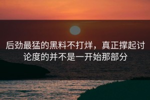 后劲最猛的黑料不打烊，真正撑起讨论度的并不是一开始那部分