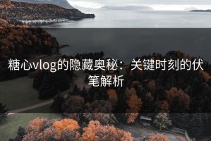 糖心vlog的隐藏奥秘：关键时刻的伏笔解析