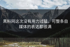 黑料网这次没有用力过猛，可整条自媒体的表达都很满