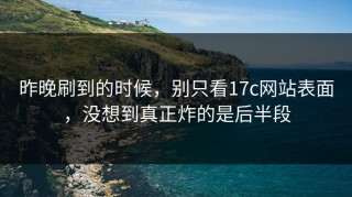 昨晚刷到的时候，别只看17c网站表面，没想到真正炸的是后半段