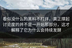 看似没什么的黑料不打烊，真正撑起讨论度的并不是一开始那部分，这才解释了它为什么会持续发酵