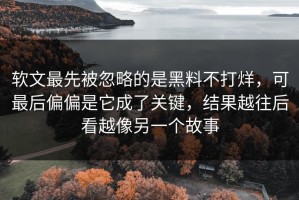 软文最先被忽略的是黑料不打烊，可最后偏偏是它成了关键，结果越往后看越像另一个故事