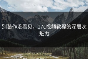 别装作没看见，17c视频教程的深层次魅力