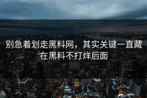 别急着划走黑料网，其实关键一直藏在黑料不打烊后面