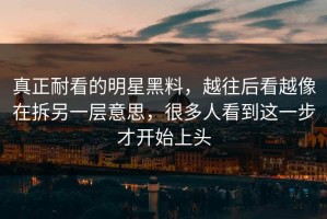真正耐看的明星黑料，越往后看越像在拆另一层意思，很多人看到这一步才开始上头