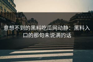 意想不到的黑料吃瓜网动静：黑料入口的那句未说满的话