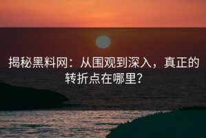 揭秘黑料网：从围观到深入，真正的转折点在哪里？