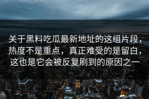 关于黑料吃瓜最新地址的这组片段，热度不是重点，真正难受的是留白，这也是它会被反复刷到的原因之一