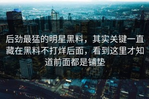 后劲最猛的明星黑料，其实关键一直藏在黑料不打烊后面，看到这里才知道前面都是铺垫