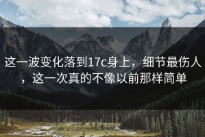 这一波变化落到17c身上，细节最伤人，这一次真的不像以前那样简单