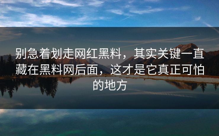 别急着划走网红黑料,其实关键一直藏在黑料网后面,这才是它真正可怕的地方 别急着划走网红黑料,其实关键一直藏在黑料网后面,这才是它真正可怕的地方