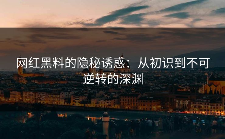 网红黑料的隐秘诱惑：从初识到不可逆转的深渊