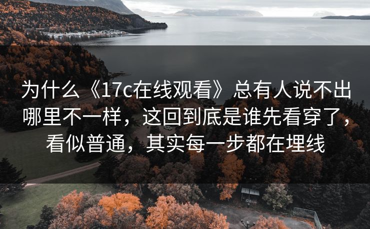 为什么《17c在线观看》总有人说不出哪里不一样，这回到底是谁先看穿了，看似普通，其实每一步都在埋线