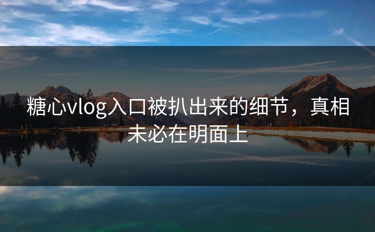 糖心vlog入口被扒出来的细节，真相未必在明面上