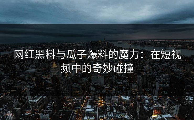 网红黑料与瓜子爆料的魔力：在短视频中的奇妙碰撞