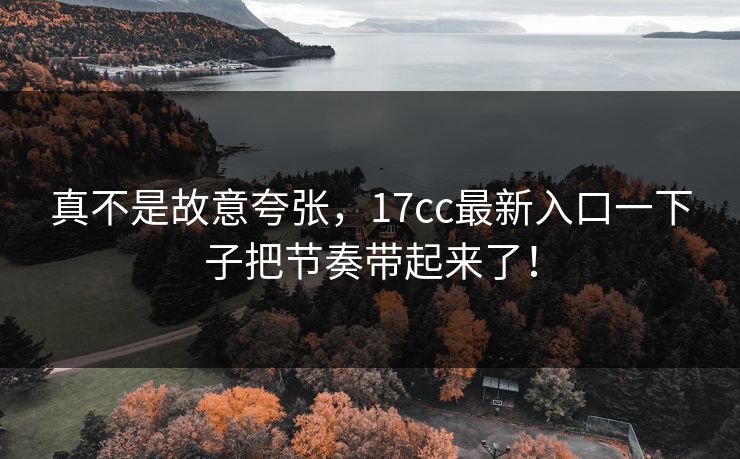 真不是故意夸张，17cc最新入口一下子把节奏带起来了！