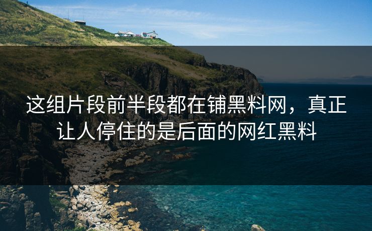 这组片段前半段都在铺黑料网，真正让人停住的是后面的网红黑料