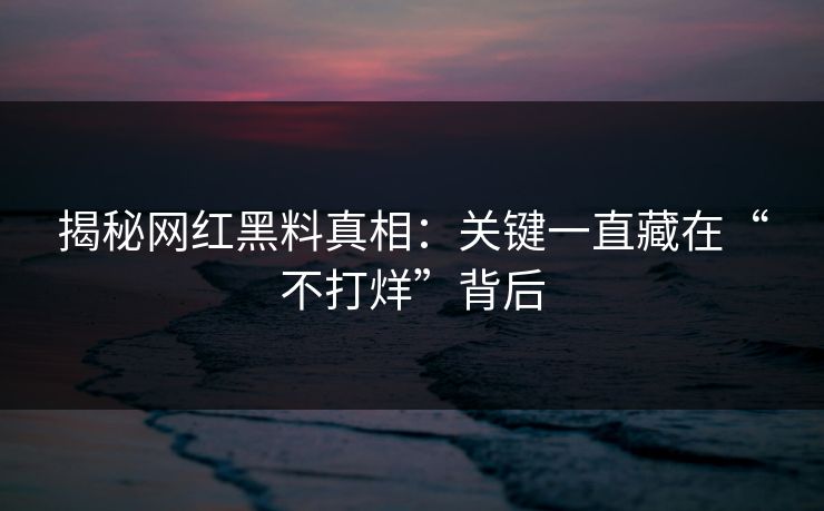 揭秘网红黑料真相：关键一直藏在“不打烊”背后