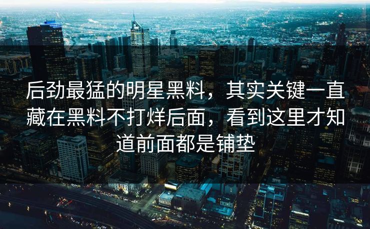 后劲最猛的明星黑料，其实关键一直藏在黑料不打烊后面，看到这里才知道前面都是铺垫