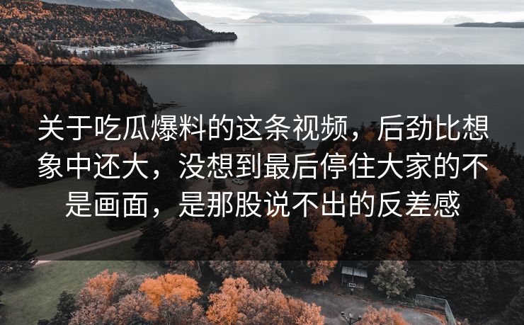 关于吃瓜爆料的这条视频，后劲比想象中还大，没想到最后停住大家的不是画面，是那股说不出的反差感