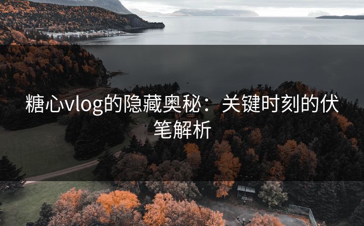 糖心vlog的隐藏奥秘：关键时刻的伏笔解析