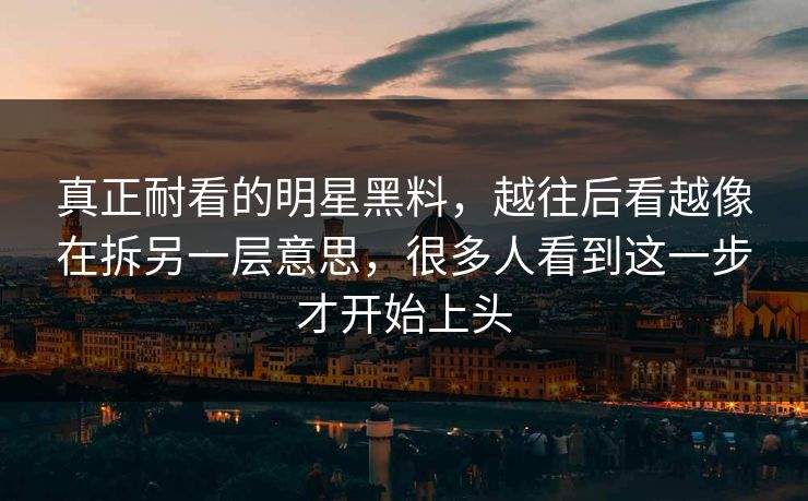 真正耐看的明星黑料，越往后看越像在拆另一层意思，很多人看到这一步才开始上头