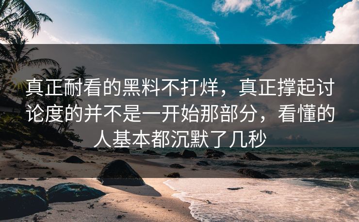 真正耐看的黑料不打烊，真正撑起讨论度的并不是一开始那部分，看懂的人基本都沉默了几秒