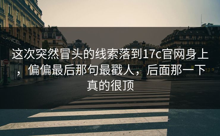 这次突然冒头的线索落到17c官网身上，偏偏最后那句最戳人，后面那一下真的很顶