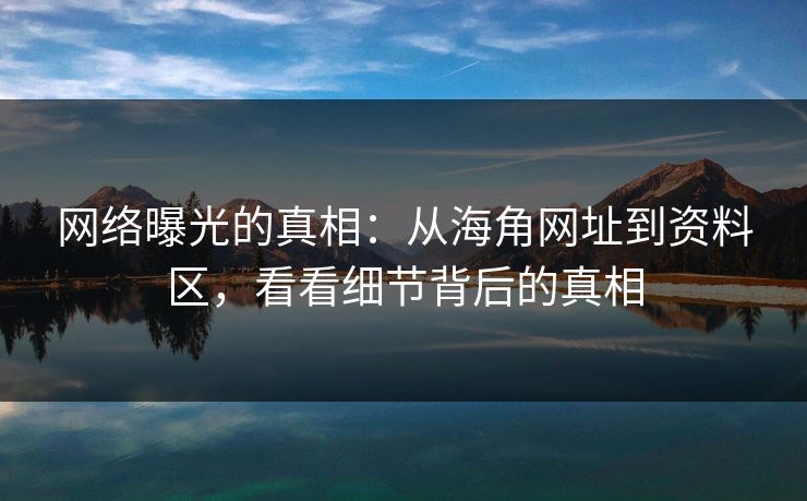 网络曝光的真相：从海角网址到资料区，看看细节背后的真相