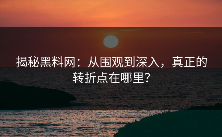 揭秘黑料网：从围观到深入，真正的转折点在哪里？