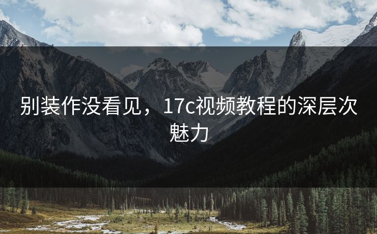 别装作没看见，17c视频教程的深层次魅力