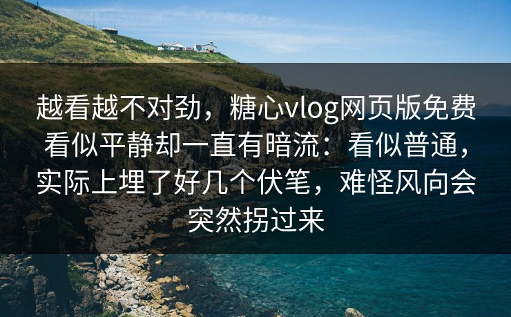 越看越不对劲，糖心vlog网页版免费看似平静却一直有暗流：看似普通，实际上埋了好几个伏笔，难怪风向会突然拐过来