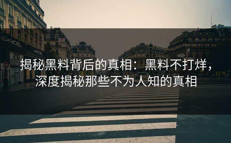 揭秘黑料背后的真相：黑料不打烊，深度揭秘那些不为人知的真相