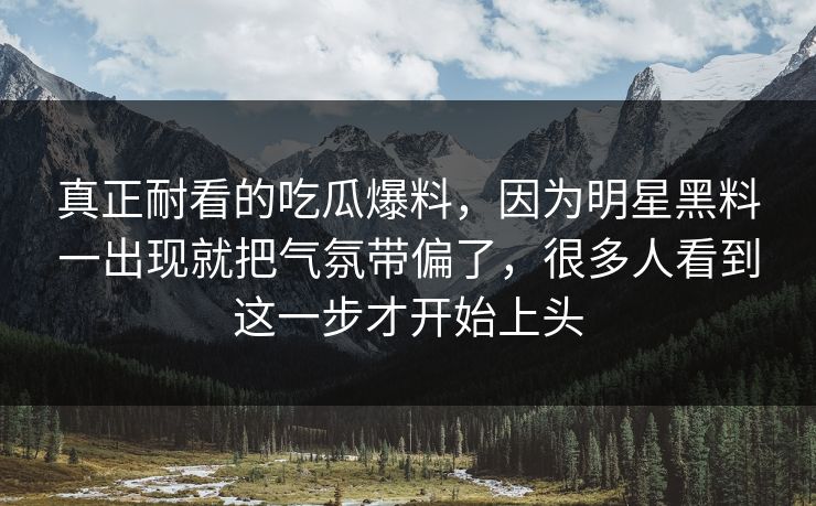 真正耐看的吃瓜爆料，因为明星黑料一出现就把气氛带偏了，很多人看到这一步才开始上头