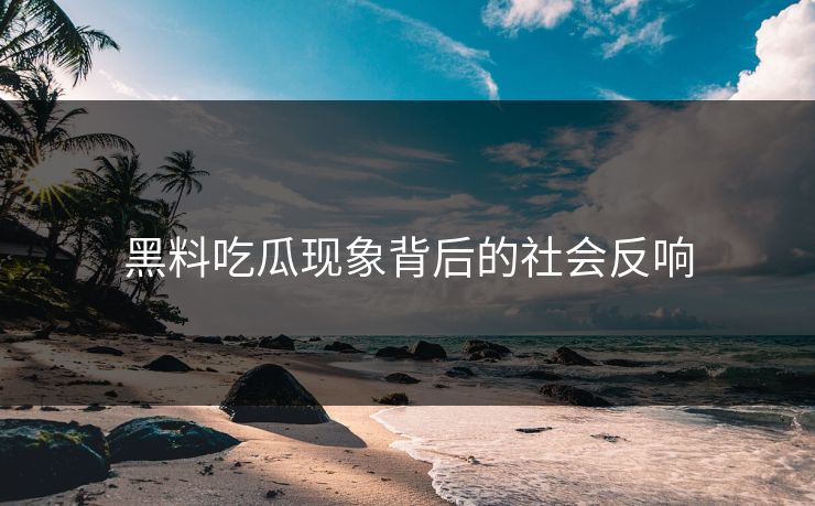 黑料吃瓜现象背后的社会反响