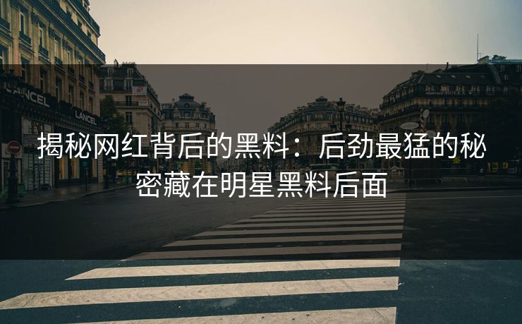 揭秘网红背后的黑料：后劲最猛的秘密藏在明星黑料后面