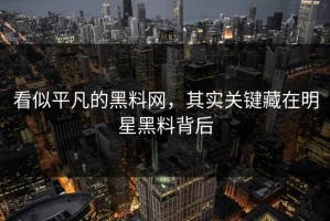 看似平凡的黑料网，其实关键藏在明星黑料背后