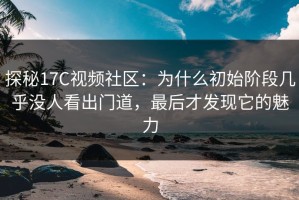 探秘17C视频社区：为什么初始阶段几乎没人看出门道，最后才发现它的魅力