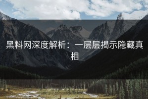 黑料网深度解析：一层层揭示隐藏真相